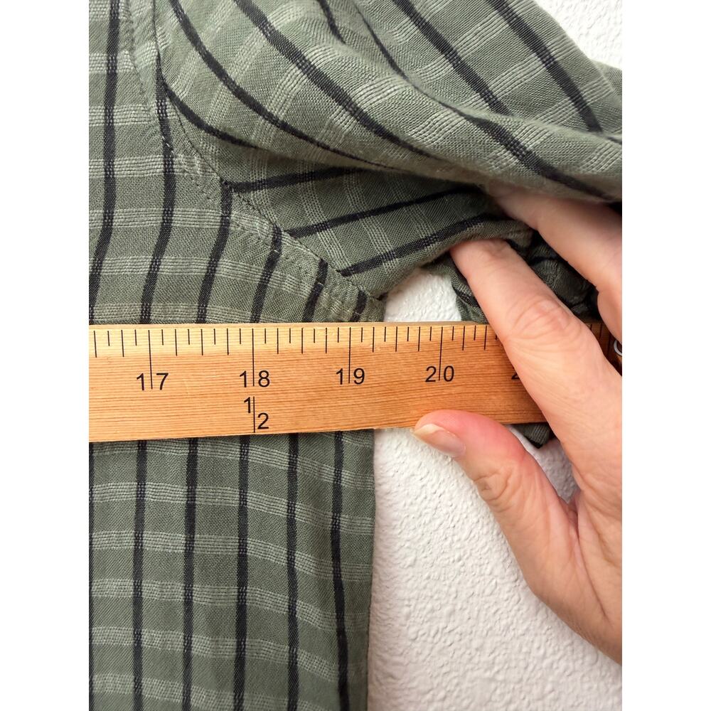 Cloth and Stone Green Plaid Puff Sleeve Linen Buttondown Women's US S - Picture 12 of 13
